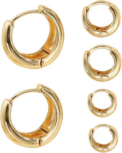 Kal-Boucles D'oreilles Femme 14k Piercing Cartilage Créoles Boucle D'oreilles Boucles Huggie Cartilage Hypoallergénique, Plaqué Or Cartilage Lisse Drapé Légères Bijoux Cadeaux Pour Fille