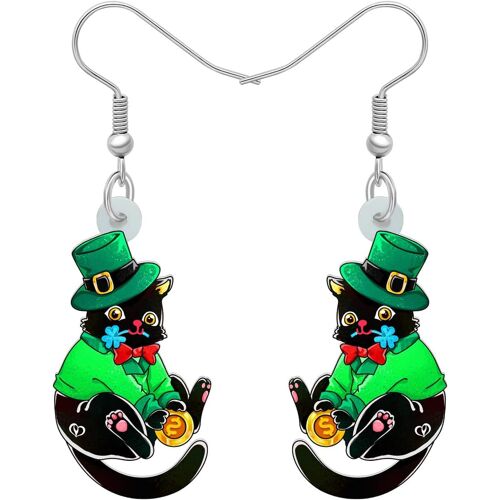 Kal-Boucles D'oreilles Pendantes Pour La Saint-Patrick - Chapeau Trèfle Mignon - Bijoux Pour Femmes Et Filles - Accessoires De Festival
