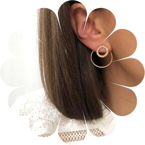Kal-Cercle Géométrique Boucles D'oreilles Boucles D'oreilles Boucles D'oreilles Cercle Martelé Vintage Clous Ronds Boucles D'oreilles Boucles D'oreilles Double Face Bijoux Pour Femmes Et Filles