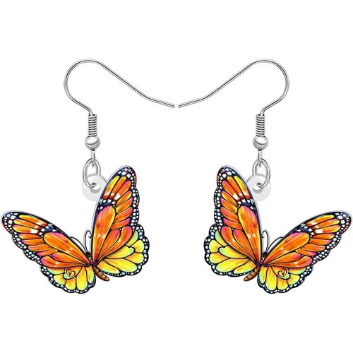Kal-Boucles D'oreilles Papillon Monarque En Acrylique Pour Femme, Bijoux De Printemps, Breloques D'été, Cadeaux Pour Les Jardiniers, Les Amoureux De La Nature