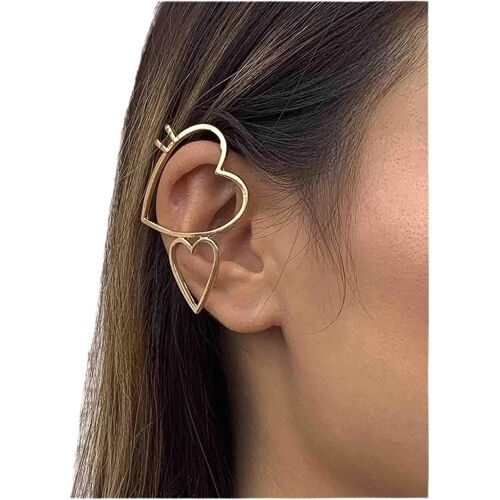 Kal-Boucles D'oreilles Manchette Coeur Bohème Love Boucles D'oreilles À Tige En Coeur Doré Boucles D'oreilles En Forme De Coeur En Or Boucles D'oreilles Grimpantes En Cartilage Coeur Vintage Bijoux