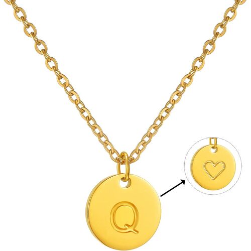 Kal-Collier Lettre Initiale En Or Avec Coeur Charme Infime Pendentif Collier Pour Femmes Homme (1cm De Diamètre)\U2026