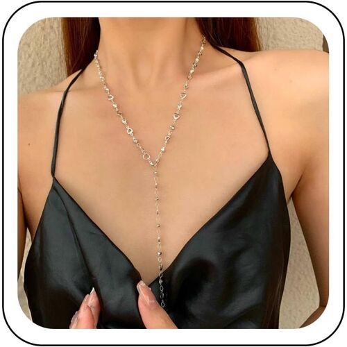 Kal-Sautoir Avec Chaîne En Forme De Coeur En Strass Sautoir Avec Pendentif En Y Chaîne En Cristal Collier Avec Pompon Collier Avec Chaîne En Cz Pour Le Corps Bijoux Pour Femmes