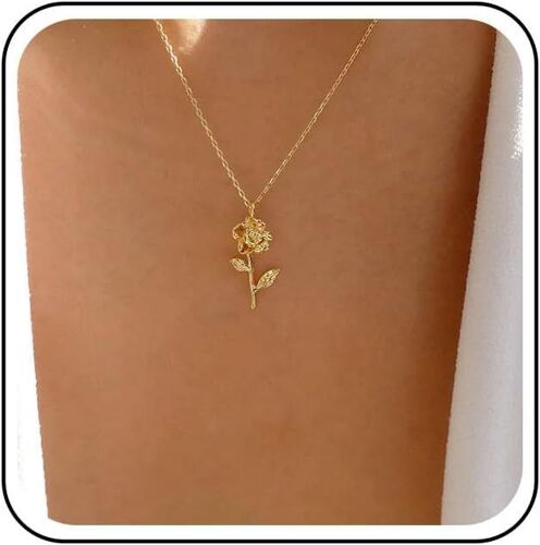 Kal-Collier Fleur Boho Choker Collier Pendentif Fleur Rose Or Collier Fleur Vintage Collier Fleur Minimaliste Collier Fleur Chaîne Bijoux Pour Femmes Et Filles