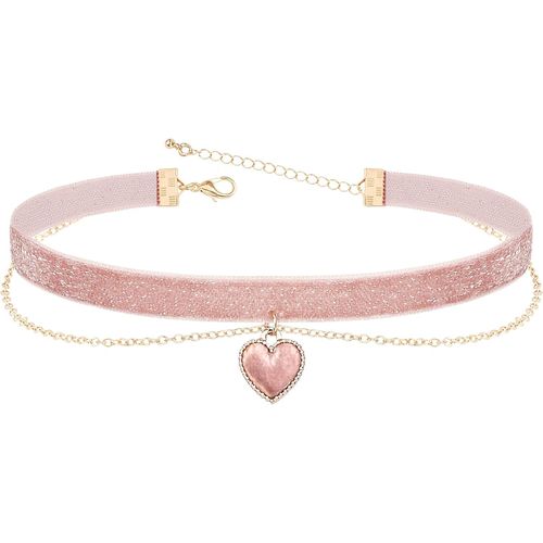 Collier De Velours Collier Double Avec Pendentif En Forme De Coeur Choker Gothique Réglable Bijoux Pour Femme Fille