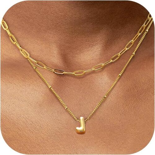 Kal-Collier Personnalisé Prénom Collier Lettre Plaqué Or 18 Carats Femme Collier Avec Initiale Pendentif Lettre Bulle A-Z Collier Prenom Personnalisé Bijoux Cadeau Femme Filles