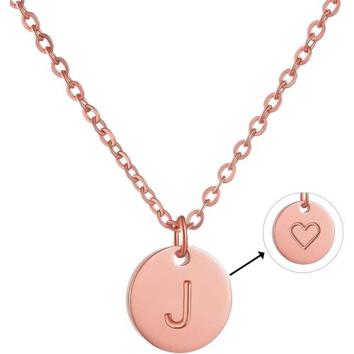 Kal-Collier Lettre Initiale En Or Avec Coeur Charme Infime Pendentif Collier Pour Femmes Homme (1cm De Diamètre)\U2026