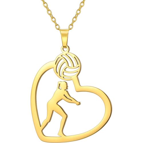 Kalanka-Collier Coeur De Joueur De Volley-Ball, Bijoux De Ballon De Sport Pour L'équipe, L'athlète, L'entraineur Et Les Amoureux Du Volley-Ball