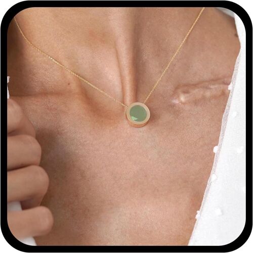 Kal-Collier Pendentif Pierres Boho Collier Apatite Ronde Chaîne Collier Cristal De Guérison Collier Ras Du Cou Or Collier Pierres Bleues Bijoux Pour Femmes