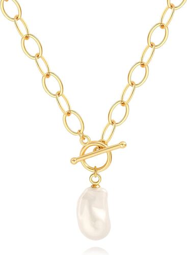 Kal-Pièce D'or 18k / Perle Baroque/Coeur Moelleux/Turquoise Femmes Pendentif Collier Bijoux Incrustés À La Main
