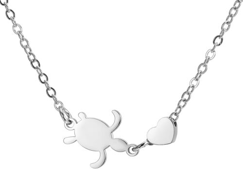 Kal-Collier Tortue De Mer En Acier Inoxydable, Pendentif Tortue Porte-Bonheur, Mignon Boho Été Plage, Animal De Mer, Bijoux Pour Femmes