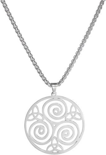 Tianyi-Collier Avec Noeud Celtique En Spirale Triple Spirale Triskel Celtique Collier Avec Pendentif En Spirale Trinité Collier Porte-Bonheur Noeud Celtique Irlandais Amulette Bijoux