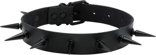 Kal-Femmes Hommes Cool Punk Goth Métal Spike Clouté Pu Collier En Cuir Noir Collier Ras Du Cou