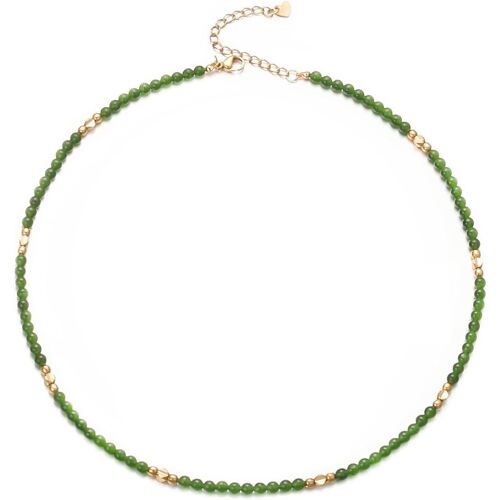 Pierre Précieuse Naturelle Halskette Collier Femme Doré Boho Chaîne Ras Du Cou Court Perles En Acier Inoxydable Pierre Fossile Été Plage Fait À La Main Réglable 37 Cm Bijoux Cadeaux