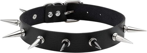 Kal-Femmes Hommes Cool Punk Goth Métal Spike Clouté Pu Collier En Cuir Noir Collier Ras Du Cou