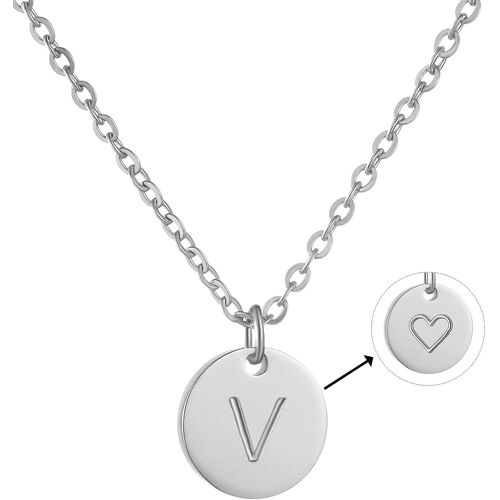 Kal-Collier Lettre Initiale En Or Avec Coeur Charme Infime Pendentif Collier Pour Femmes Homme (1cm De Diamètre)\U2026