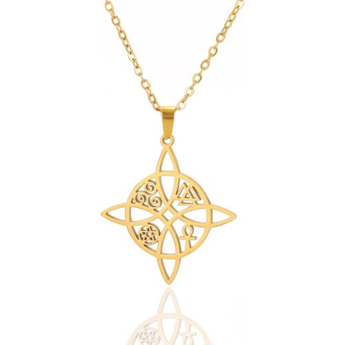 Kal-Collier De Noeud De Sorcière Pour Les Femmes Filles Noeud Celtique Irlandais Pentagramme Trinité Ankh Croix Triquetra Noeud Trinité Collier Viking Amulette Païen Amulette Wiccan Bijoux Cadeau