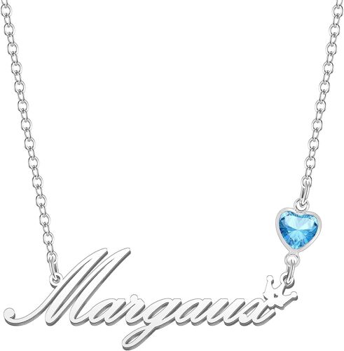 Kal-Collier De Nom Personnalisé Pierre De Naissance Initiale Plaque De Nom Tour De Cou Personnalisé Anniversaire Mère Noël Cadeaux Pour Femmes Filles Adolescentes Fille