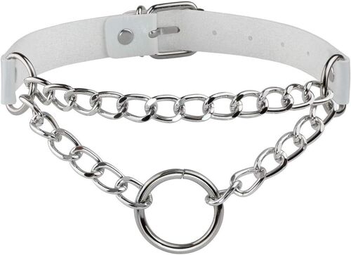 Kal-Choker Punk Gothique Cuir Pu Ras De Cou À Chaîne Cercle Collier Rock Femme Homme Réglable