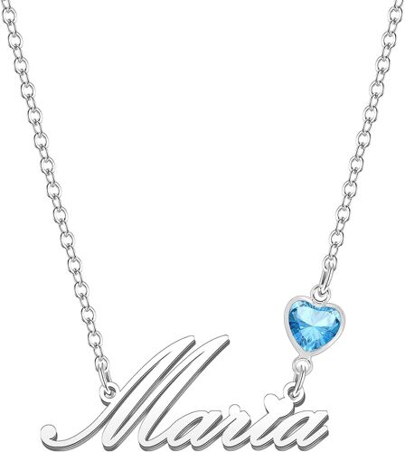 Kal-Collier De Nom Personnalisé Pierre De Naissance Initiale Plaque De Nom Tour De Cou Personnalisé Anniversaire Mère Noël Cadeaux Pour Femmes Filles Adolescentes Fille