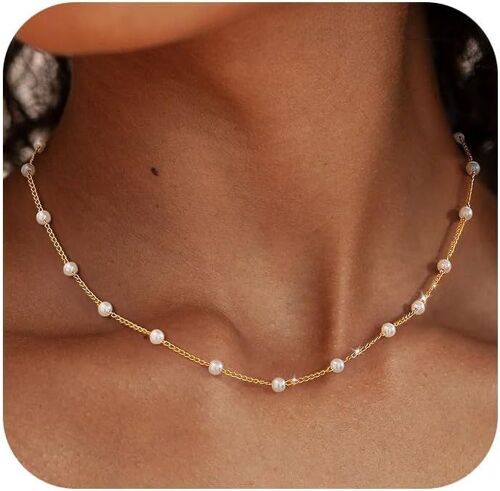 Kal-Collier Femme Chaine Argent 925 Femme 18 Carats Plaqué Or Collier Ras De Cou Hypoallergénique Bijoux Pour Femme Homme Longueur 40cm Chaîne Étendue 5cm Cadeaux Fêtes Pères Mères