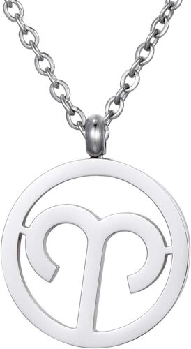 Kal-Collier Pour Femmes En Acier Inoxydable Argent Avec Pendentif Signe Du Zodiaque Dans Petit Sac