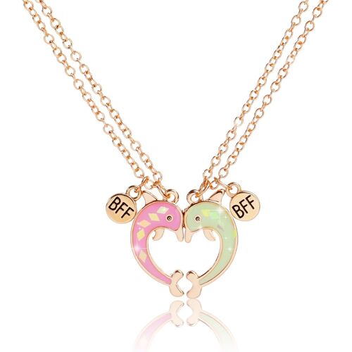 Kal-2 Pièces, Collier D'amitié Pour 2 Filles, Bff Colliers Chaîne Pendentif Dauphin Or, Best Friends Forever Colliers, Amitié Bijoux Cadeaux Pour Enfants Mère Amis Soeurs