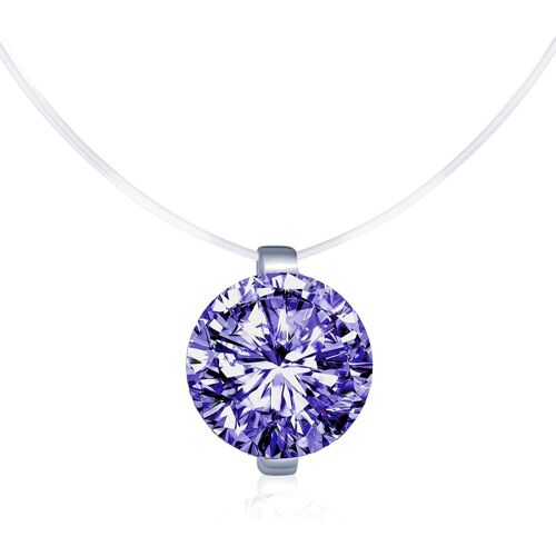 Kal-Collier Invisible Femme Collier De La Clavicule Élégant Solitaire Zircon Le Fil Nylon Transparent