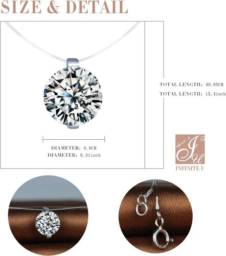 Collier Invisible Femme Collier De La Clavicule Élégant Solitaire Zircon Le Fil Nylon Transparent