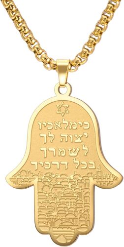 Kal-Collier Hamsa Main De Fatima Avec Étoile De David En Acier Inoxydable Boucles D'oreilles Runes Hébraïques Porte-Clés Khamsah Amulet Pour Femme Homme