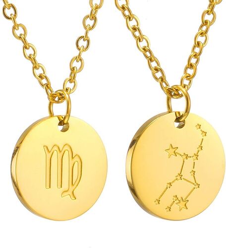 Kal-Zodiac Chain - Collier Pendentif Zodiaque Or/Argent/Or Rose I Collier Zodiaque Acier Inoxydable Femme, Collier Acier Inoxydable Femme