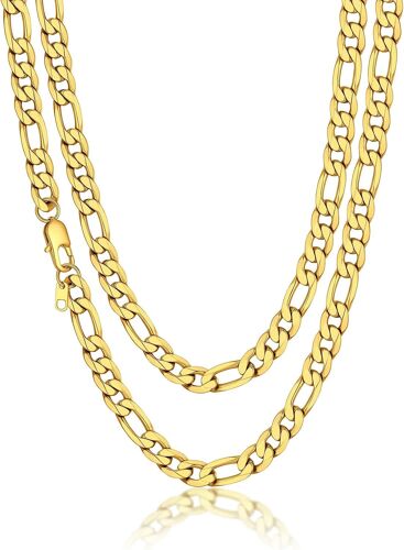 Kal-Chaîne Homme Maille Figaro 1+3 Acier Inoxydable-Largeur 4/6/9mm- Chaine Figaro Pour Homme Femme Taille 46/51/56/61/66/71/76cm