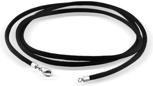 Kal-, Chaîne De Collier En Soie Noir Avec Fermoir En Argent Sterling