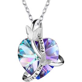 Pendentif Vintage En Forme De Cœur - Pierre Violette Et Argent - Sans Chaîne - Occasion