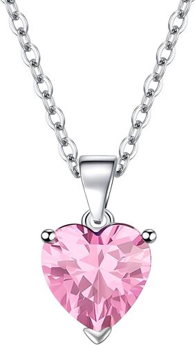 Kal-925 Argent Coeur Pendentif Collier Naturel Cristal Choke Argent Bijoux Femme Fille Cadeau Élégant Délicat