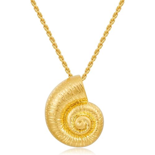 Kal-Collier Femme Plaqué Or \U2013 Pendentif En Forme De Coquillage Élégant \U2013 Chaîne Durable Et Confortable \U2013 Bijou Raffiné Idéal Pour Toutes Les Occasions