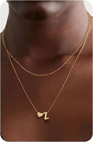 Kal-Collier En Or Avec Initiale En Forme De Coeur - Collier Délicat En Plaqué Or 14 Carats Avec Petit Coeur Et Monogramme Personnalisé Pour Femme, Bijoux Tendance En Or
