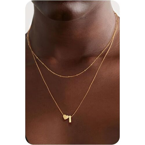Kal-Collier En Or Avec Initiale En Forme De Coeur - Collier Délicat En Plaqué Or 14 Carats Avec Petit Coeur Et Monogramme Personnalisé Pour Femme, Bijoux Tendance En Or