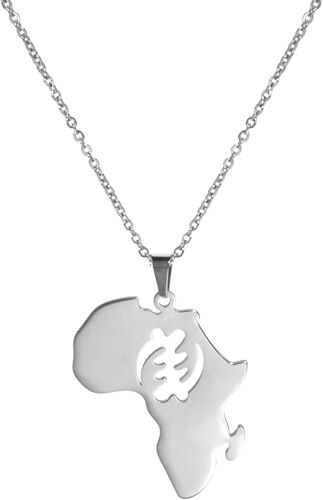 Kal-Collier Carte Africaine Pour Femmes Hommes Acier Inoxydable Minimaliste Ethnic Chic Africa Motherland Continent Outline Pendentif Collier Bijoux Hiphop
