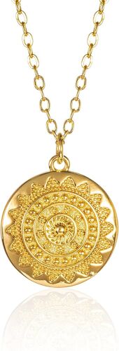 Kal-Collier Mandala À Disque Rond, Collier Femme Avec Pendentif Mandala, Collier Pour Femme Et Fille, Bijoux Fantaisie Femme Avec Sac Cadeau