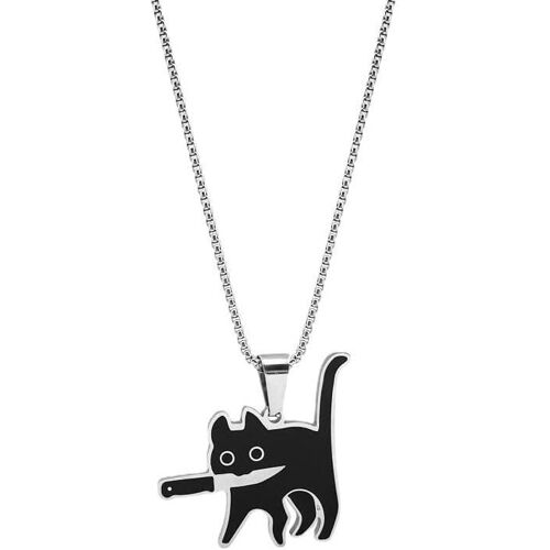 Kal-Collier Noir, Collier De Chat, Pendentif En Argent S925 Avec Chaton, Bijoux Chanceux Pour Les Amoureux Des Chats, Les Femmes Et Les Hommes (1 Pièce)