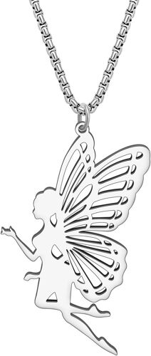 Kal-Collier De Fée En Acier Inoxydable Pendentif Plaqué Or 18k Ailes De Papillon Bijoux Cadeaux Pour Femmes Filles Charms Faveur De Fête