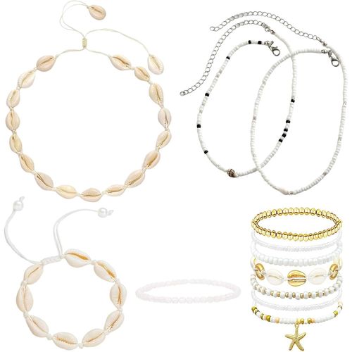 Lot De 12 Accessoires Hawaïens Pour Femme - Chaîne De Cheville - Style Bohème Hawaïen - Pour Accessoires De Costume Hawaïen,Décoration De Fête Hawaïenne,Accessoires De Festival