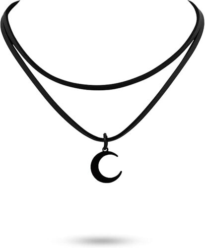 Kal-Collier Ras Du Cou Gothique À Double Chaîne Noire Pour Femme - Accessoire Y2k - Bijoux Vintage - Collier Grunge D'halloween Victorien - Design Médiéval - Look Witchy