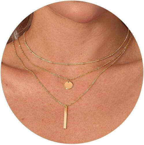 Collier Femme Or Multirang 14k Plaqué Or Femme Sautoir Colliers Long Fantaisie Boheme Cordon Collier Pour Pendentif Croix Et Rond Perle Chaine Idee Cadeau Anniversaire Bijoux Enfant Ado Fill[X516]