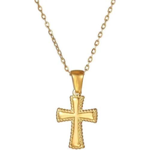 Kal-Collier Croix Dorée Pour Femme Bijoux En Alliages Chaîne Élégante Et Durable Cadeau Anniversaire Femme