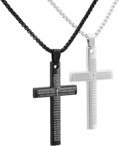 Kal-Lot De 2 Collier Croix Femme, Bijoux Religieux De Prière, Collier Avec Pendentif En Croix De Jésus, Cadeaux De Bijoux Religieux Pour Femmes