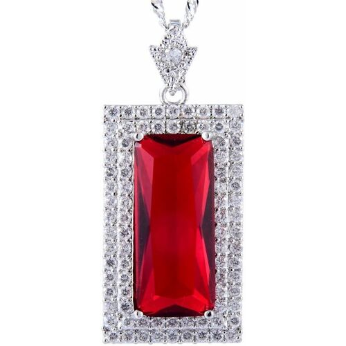 Kal-Pendentif Avec 18"" Chaîne & Coupe De Rectangulaire Cz [6 Couleurs Disponibles] En Or Blanc Plaqué,Simple Moderne Élégant