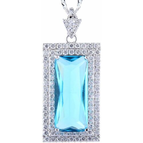 Kal-Pendentif Avec 18"" Chaîne & Coupe De Rectangulaire Cz [6 Couleurs Disponibles] En Or Blanc Plaqué,Simple Moderne Élégant