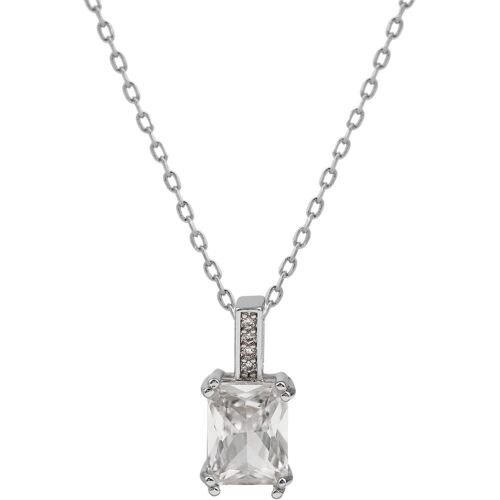 Kal-Collier Pendentif Femme, Chaîne En Argent Sterling 925 Avec Zircone Cubique Pour Femme Cadeau En Argent Pour Femme - Argent